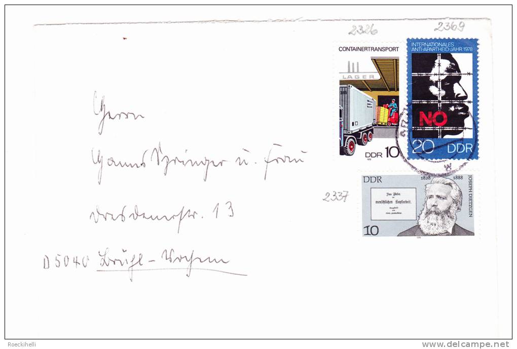 16.10.78 -  Bedarfsbeleg, Gelaufen Von 521 Arnstadt Nach 504 Brühl  -  Siehe Scan   (DDR 2326,2337,2369) - Cartas & Documentos