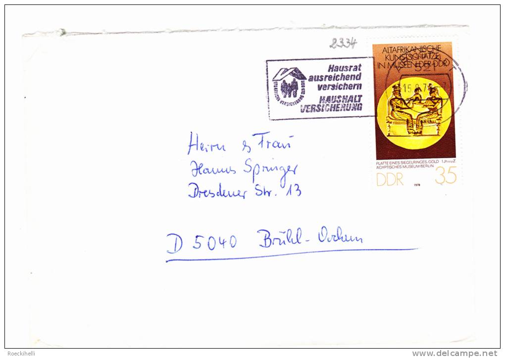 15.9.78 -  Bedarfsbeleg, Gelaufen Von 521 Arnstadt Nach 504 Brühl  -  Siehe Scan   (DDR 2334) - Covers & Documents