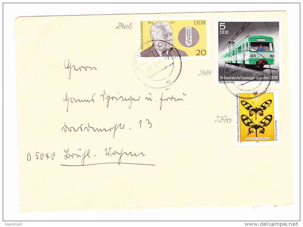 13.8.79 -  Bedarfsbeleg, Gelaufen Von 521 Arnstadt Nach 504 Brühl  -  Siehe Scan   (DDR 2370,2408,2414) - Storia Postale