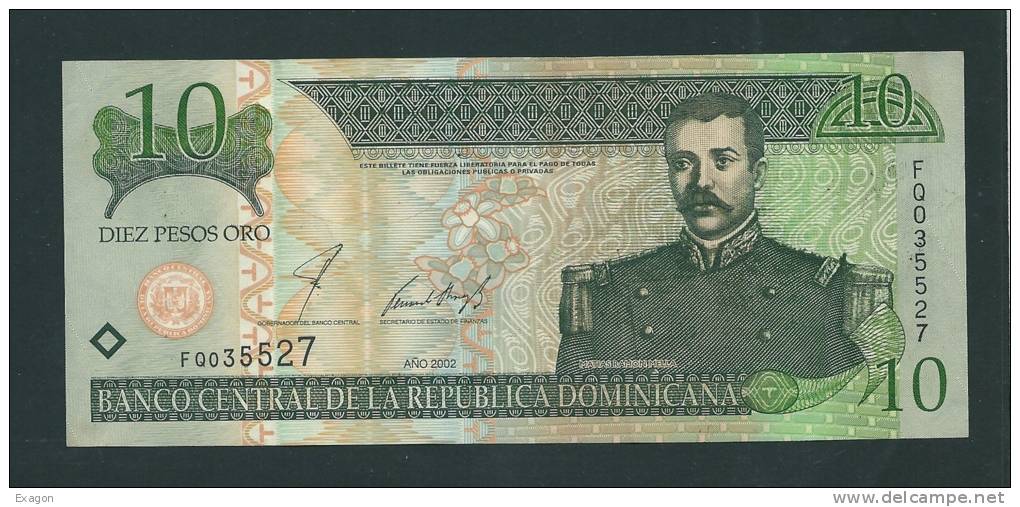 10   DIEZ  PESOS   ORO -  Repubblica  Dominicana  -  Emissione Anno  2002. - Dominikanische Rep.