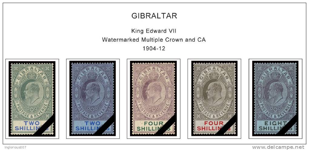 GIBRALTAR STAMP ALBUM PAGES 1886-2011 (193 Color Illustrated Pages) - Inglés