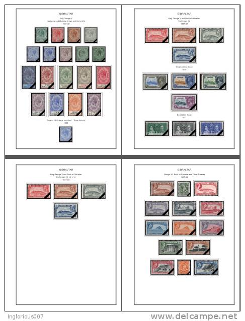 GIBRALTAR STAMP ALBUM PAGES 1886-2011 (193 Color Illustrated Pages) - Engels