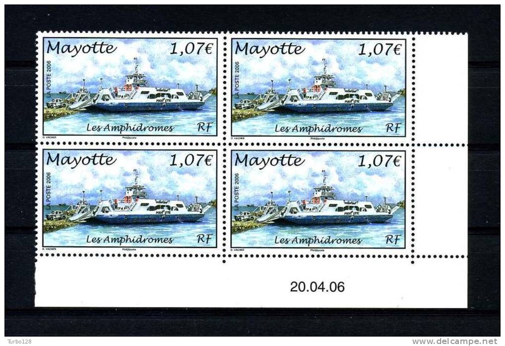 MAYOTTE 2006 Poste N° 188 ** Bloc De 4 Coin Daté  Neuf Ier Choix. SUP.  (Bateaux, Boats, Ships. Amphidromes) - Altri & Non Classificati