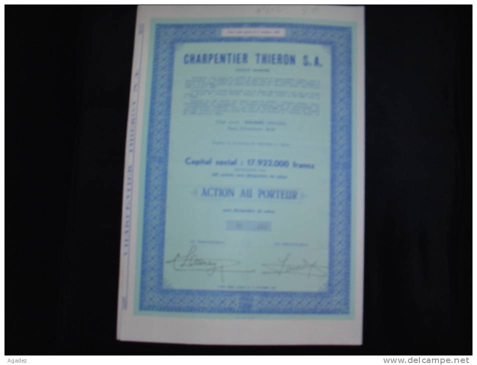 Action"Charpentier Thieron S.A."Dolhain Verviers 1967 Excellent état,avec Tous Les Coupons - Industry