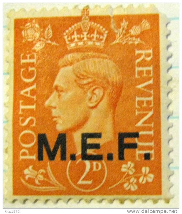 Great Britain 1937 King George VI 2d Overprinted MEF - Mint Hinged - Unused Stamps