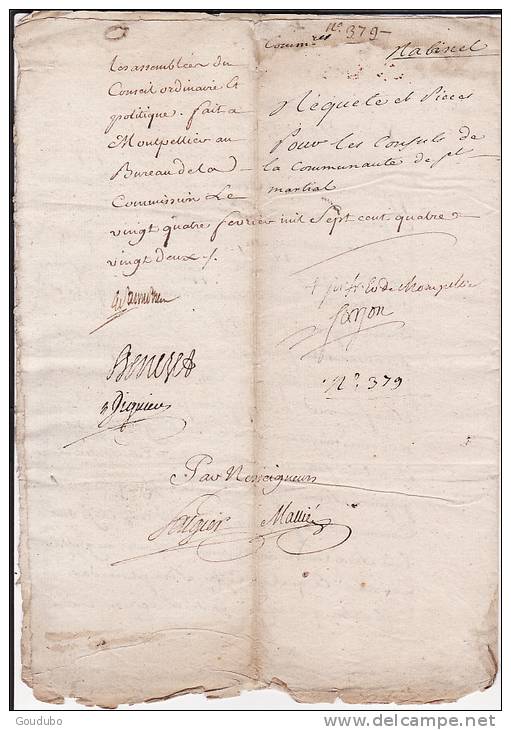 1780 Requête à Monseigneurs Et Commissaires Du Roi Et Etats Du Languedoc St-Martial Gard Clef Du Coffre. - Documents Historiques