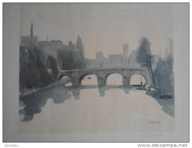 Tirage D'aquarelle Jacques Le Guernec. Pont Neuf, Notre- Dame Paris. - Aquarelles