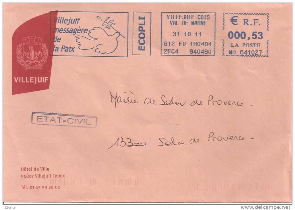 Lettre Obl THEME OLIVIER COLOMBE PAIX - Arbres