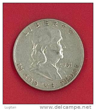 NUMISMATICA - STATI UNITI - HALF DOLLAR ANNO 1951 - ARGENTO - FRANKLIN - QUALITA' BB HALF ETATS UNIS D'AMERIQUE - 1948-1963: Franklin