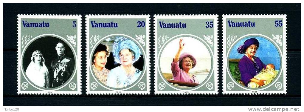 VANUATU 1985  N° 714/717 **  Neufs,  Ier Choix. Sup. Cote: 4.75 €  (Reine-mère Elizabeth) - Vanuatu (1980-...)