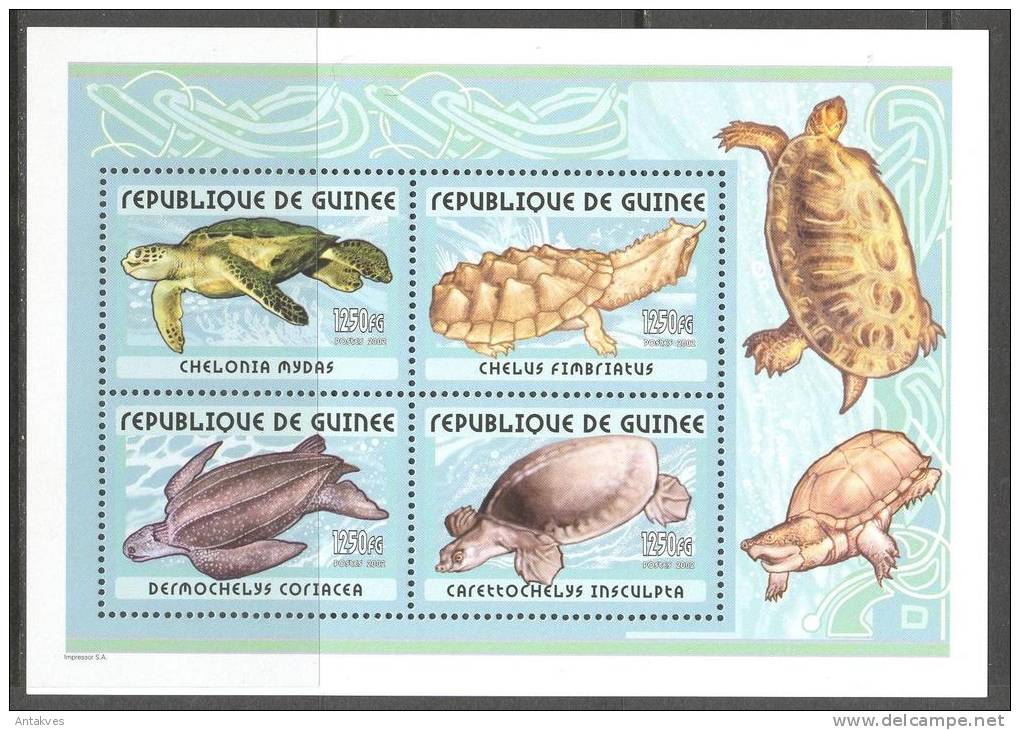 Guinea 2002 Reptiles Turtles Sheet Of 4 MNH** - Schildkröten