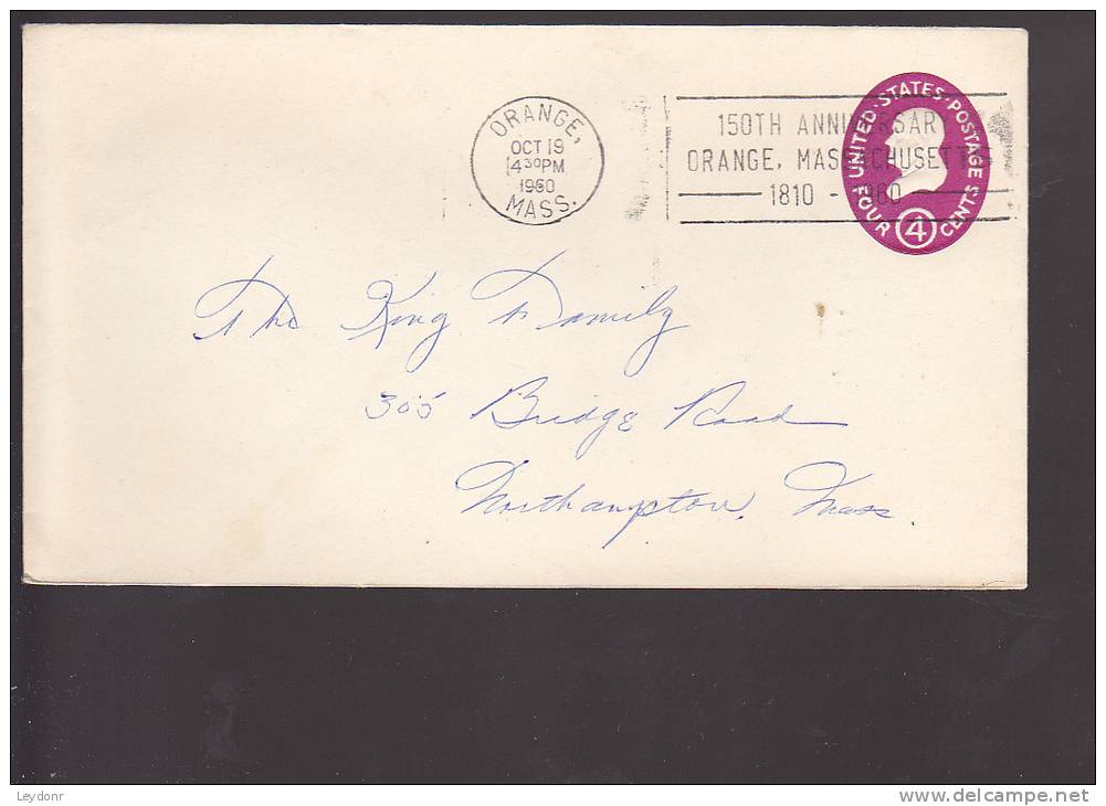 Cover Franklin 4 Cent - 150th Anniversary, Orange, Massachusetts 1960 - 1941-60