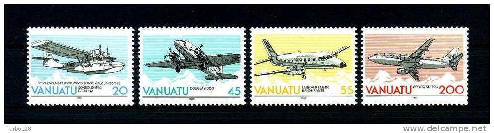 VANUATU 1989  N° 826/829 **  Neufs,  Ier Choix. Sup. Cote: 10.50 €  (Avions, Planes. ESCAP. Douglas DC3) - Vanuatu (1980-...)