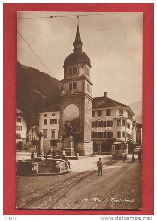 P0241 Altdorf Tell Denkmal,TRAM.Belebt.GElaufen In 1913,Briefmarke Fehlt. Photoglob 152 - Altdorf