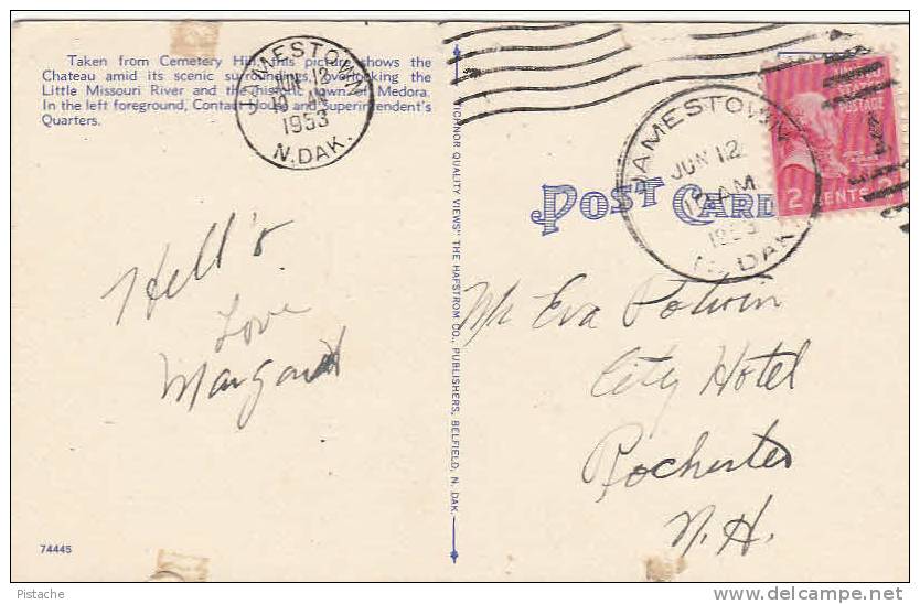 Medora North Dakota Badlands - Historic Chateau De Mores - 2 Scans - 1953 - Stamp & Postmark - Autres & Non Classés