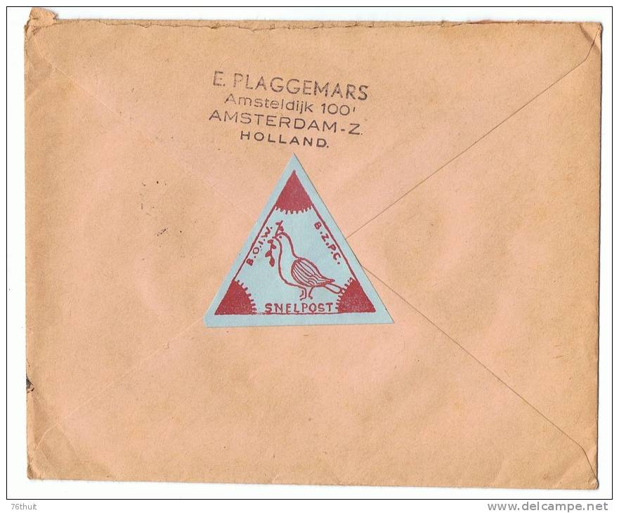 1948 - Enveloppe Lettre - NEDERLAND PAYS BAS  + Espéranto + Timbre Yvert & Tellier N°472 - Pour Elbeuf - Esperanto