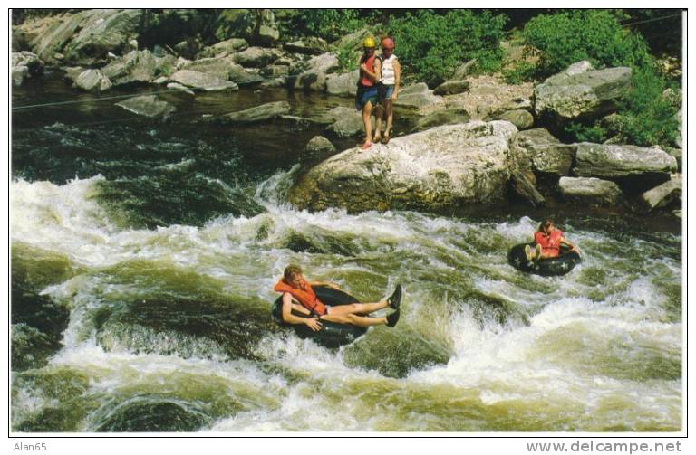 New Hartford CT Connecticut, Farmington River Gorge, Inner Tube Rafting, On C1980s Vintage Postcard - Hartford