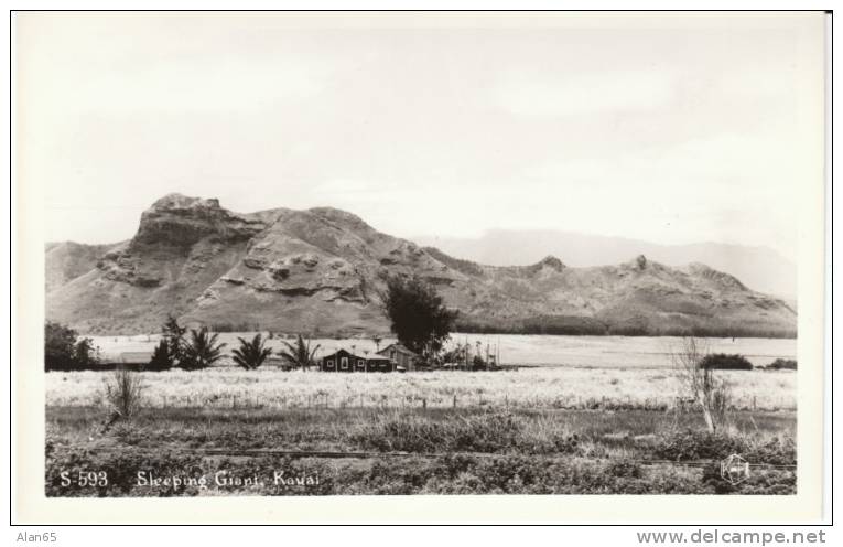 Kaui, HI Hawaii, Sleeping Giant Rock Formation, On C1950s/60s Vintage Real Photo Postcard - Kauai
