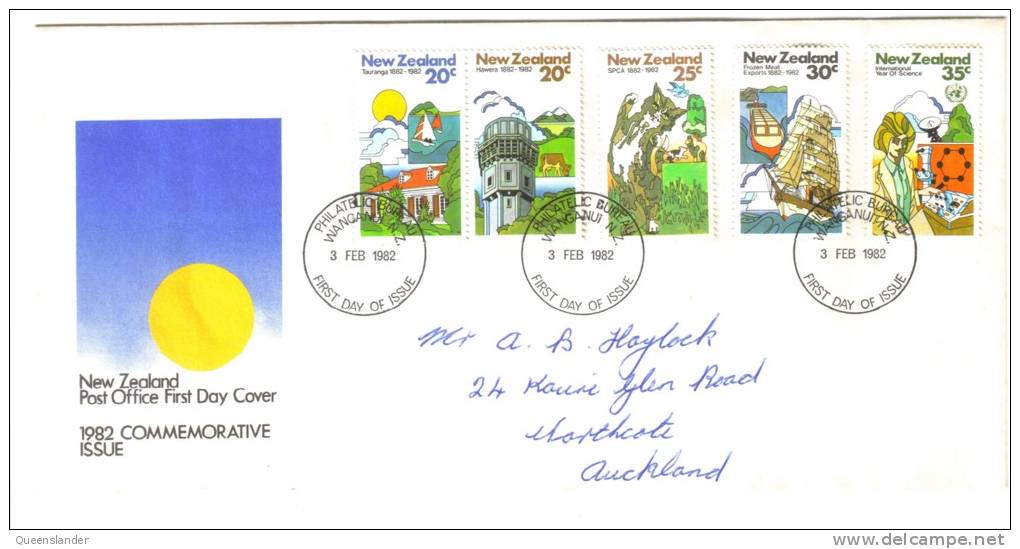 1982 FDC  New Zealand Commemorative Issue  Set Of 5 Includes 1 Pair 3rd February 1982 Official FDC - FDC