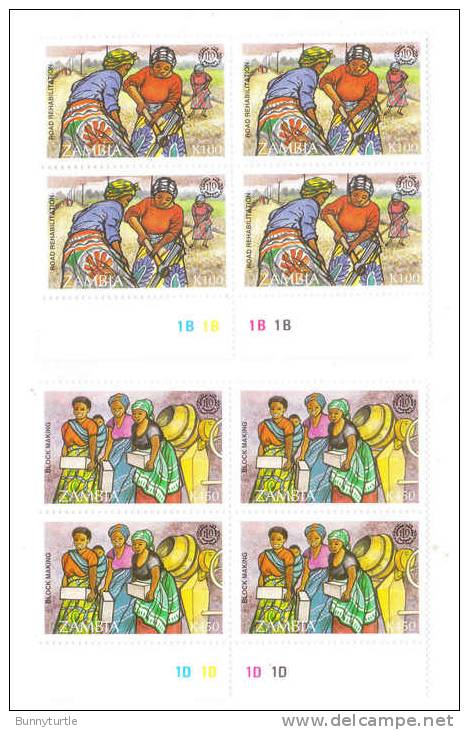 Zambia 1995 ILO 75th Anniversary Road Block Making Blk Of 4 MNH - OIT