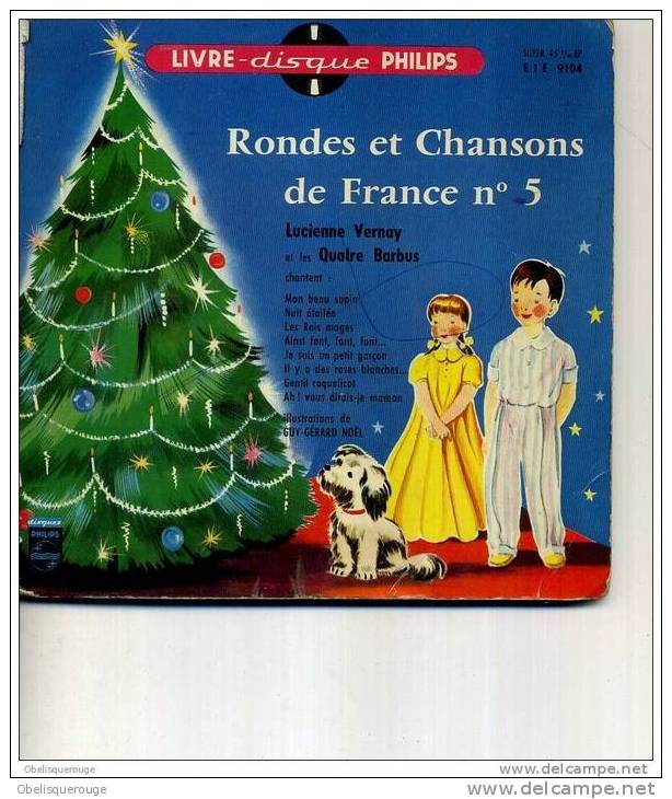 RONDES ET CHANSONS DE FRANCE N ° 5 LUCIENNE VERNAY ET 4 BARBUS 45 TOURS ANNEES 50/60 - Chants De Noel