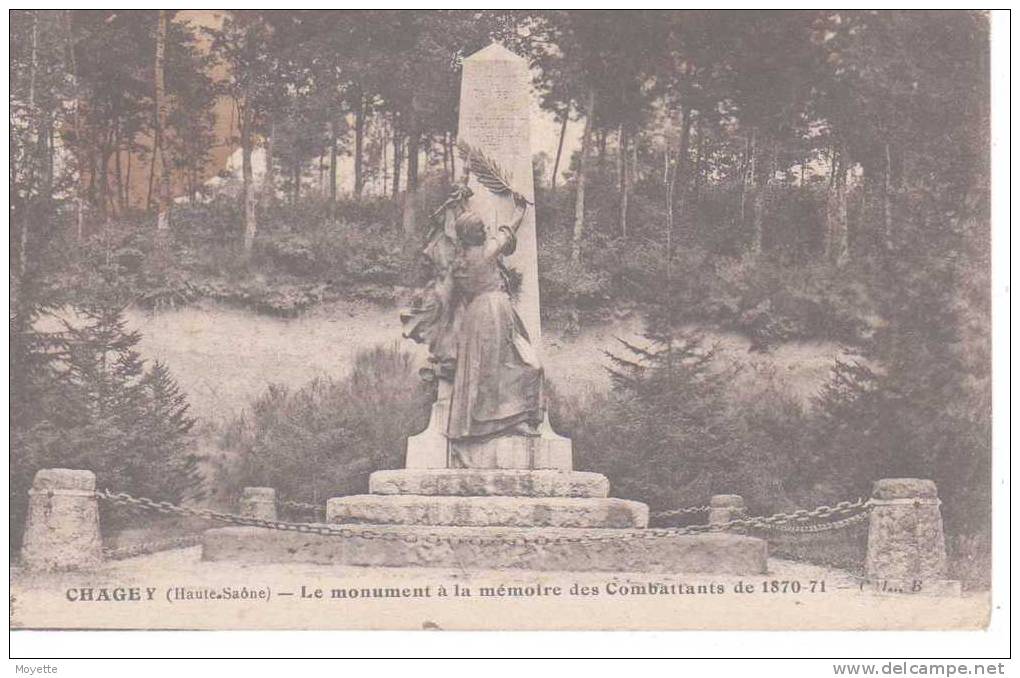 CPA-70-CHAGEY-1916-LE MONUMENT A LA MEMOIRE DES COMBATTANTS DE 1870-71 - Autres & Non Classés