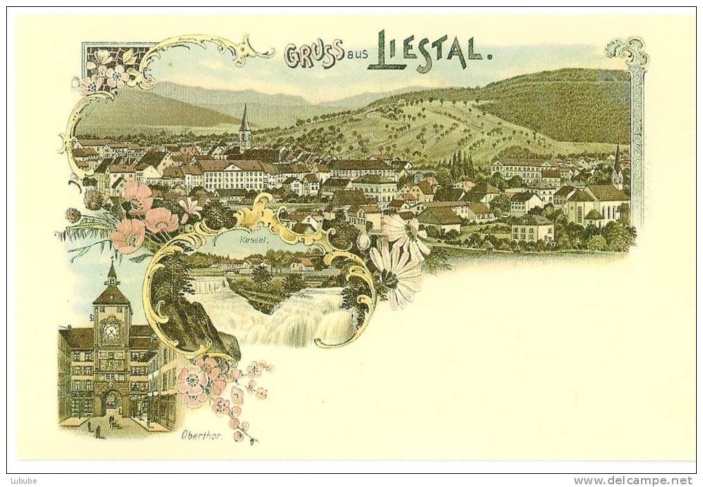 Liestal - Litho 3 Bilder  (Repro)             Um 1895 - Liestal