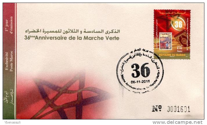 Maroc/Morocco - 2011 - FDC Luxe/VF - MA015.11: Env. 1er Jour - 36ème Anniversaire De La Marche Verte - Morocco (1956-...)