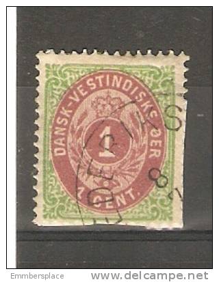 DANISH WEST INDIES - 1873/9 ISSUE 1c GREEN & BROWN-ROSE USED ON SMALL PIECE - Danimarca (Antille)