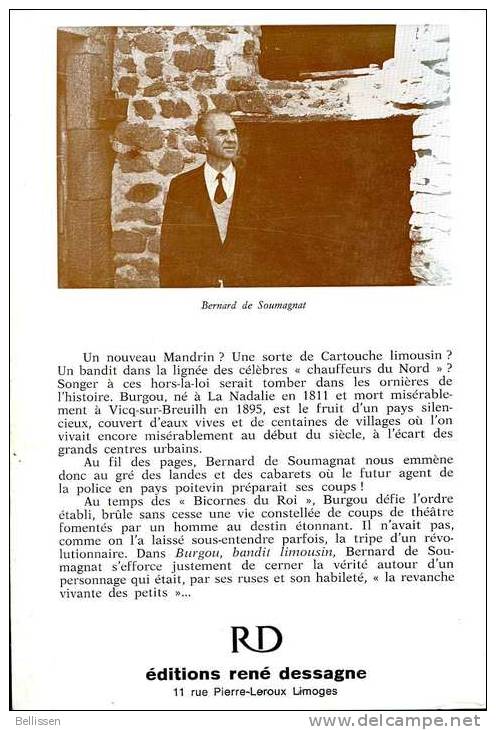 Bourgou Bandit Limousin, Par Bernard DE SOUMAGNAT, Ed. René DESSAGNE, 1978, Limousin - Limousin