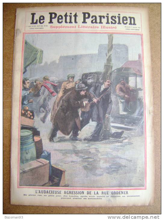 LE PETIT PARISIEN N° 1196 07/01/1912 AGRESSION DE LA RUE ORDENER A PARIS + SOUS-MARIN " MESSIDOR " SAINT-VAAST LA HOUGUE - Le Petit Parisien