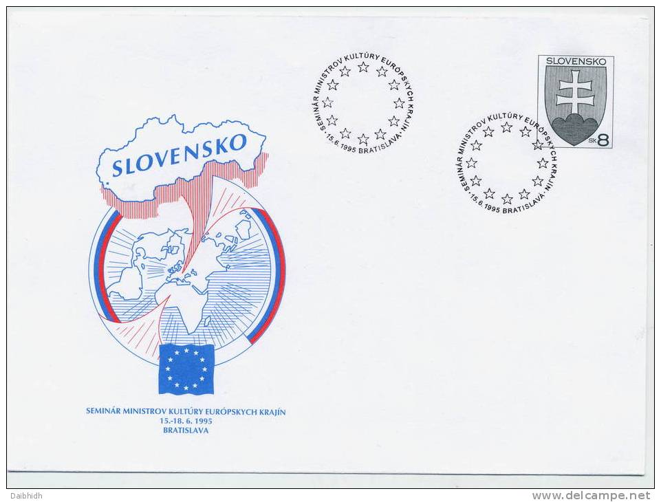 SLOVAKIA 1995 8 Sk Arms Envelope With Advertisement: European Culture Ministers Seminar - Sobres