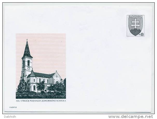 SLOVAKIA 1998 8 Sk Arms Envelope With Illustration:Centenary Of Church In Zohor - Briefe