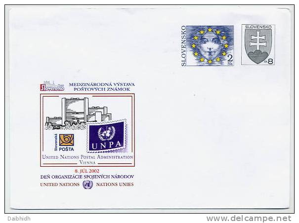 SLOVAKIA 2002 8 Sk Arms + 2 Sk  Envelope With Illustration: Slovensko 2002 - UN Postal Administration - Buste