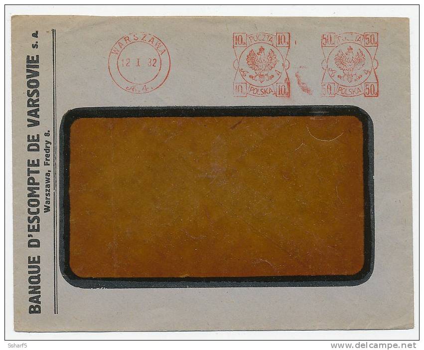 Pologne EMA 1932 Universal Midget Warszawa A.4. Banque D'Escompte - Frankeermachines (EMA)