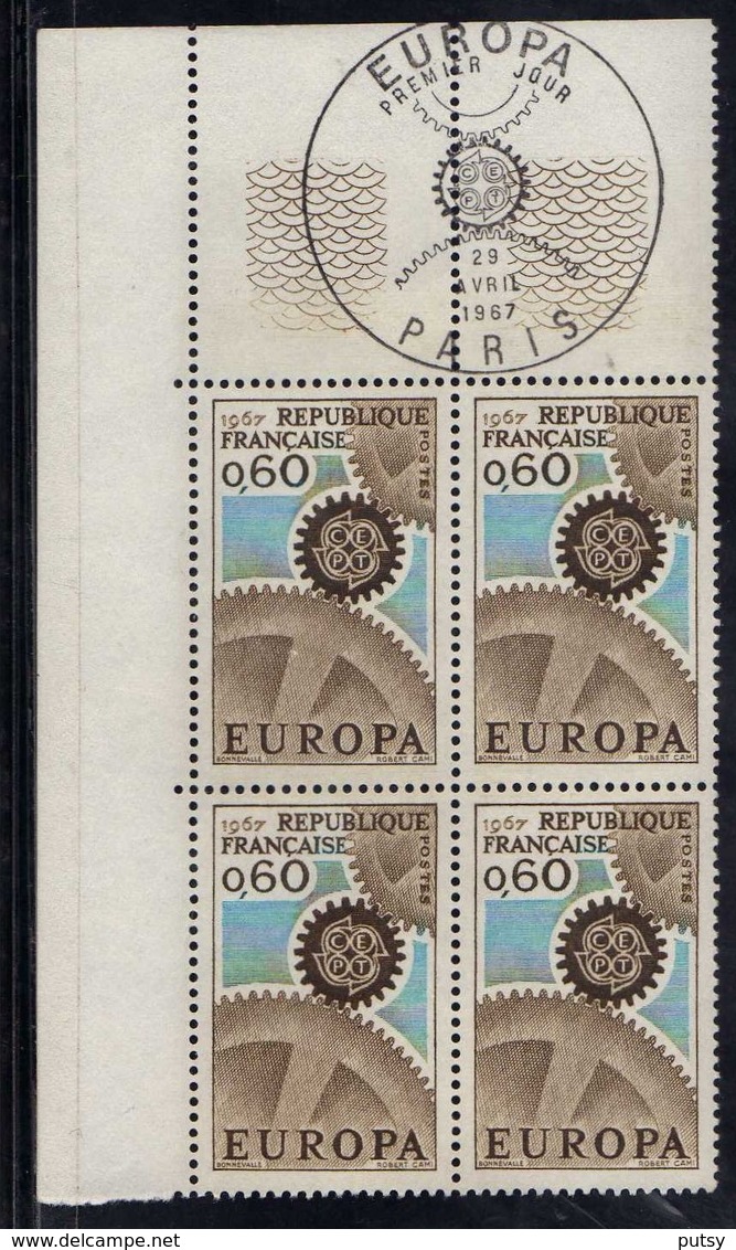 N° 1522 "Europa", Bloc De Quatre, Oblitération Premier Jour Paris 1967. - 1960-1969