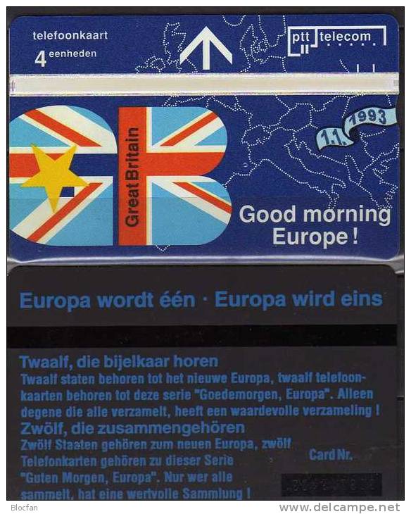 EU Binnenmarkt 1993 UK Good Morning Europe Great Britain ** 12€ Telefoonkaart Guten Morgen Europa TC 303L Of Netherlands - Privé