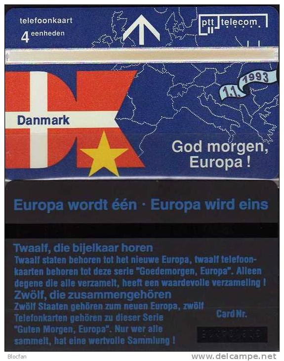 EU Binnenmarkt 1993 D God Morgen Europa Danmark ** 12€ MINT Telefoonkaart Good Morning Europe Map TC 303L Of Netherlands - Denemarken