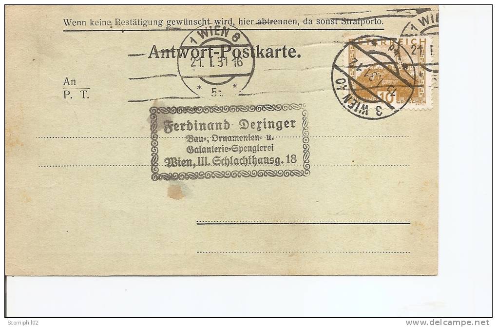 Autriche ( Document Administratif De 1931 à Voir) - Storia Postale