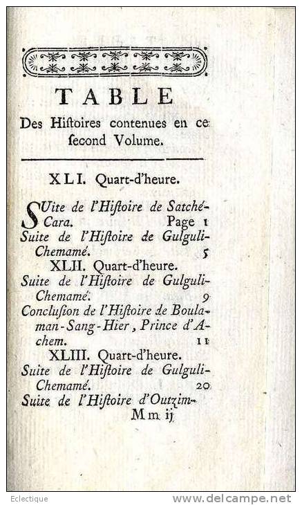 Les Mille Et Un Quart-d'heure , Contes Tartares Tome Second, Chez Les Libraires Associés, 1753, GUEULLETTE - 1701-1800