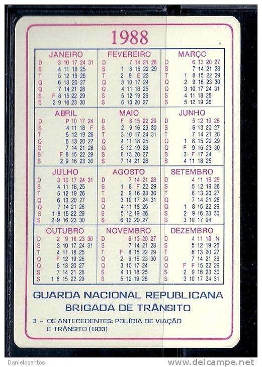 1988 Pocket Poche Bolsillo Calender Calandrier Calendario  Motorbikes Motorcycles Motos GNR Transit Control - Big : 1981-90