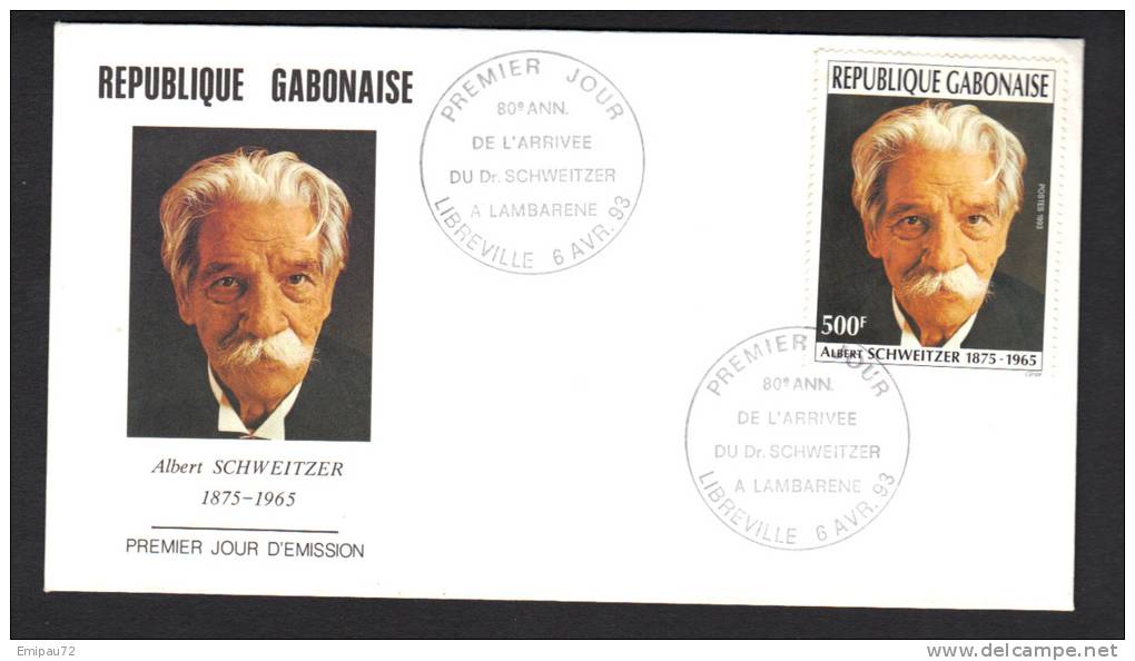 GABON-Enveloppe 1er Jour Du 6 Avril 1993-LIBREVILLE-SCHWEITZER - Albert Schweitzer