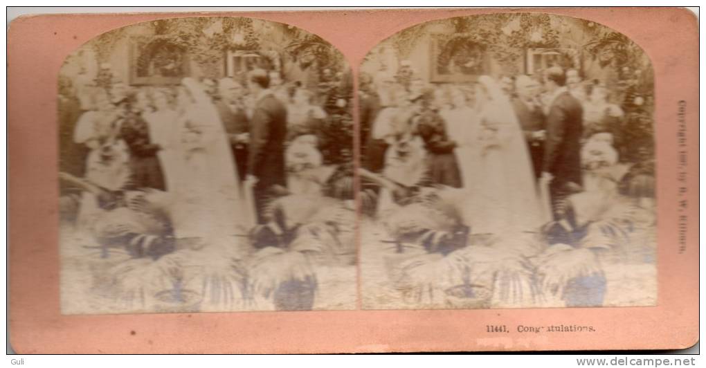 Photos Stéréoscopiques- PHOTO -Congratulations -année 1897 By B,W, Kilburn ( Animation) - Stereoscopic