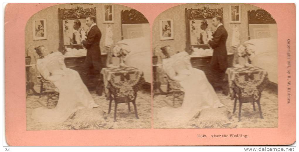 Photos Stéréoscopiques- PHOTO -After The Wedding  -année 1897 By B,W, Kilburn - Stereo-Photographie