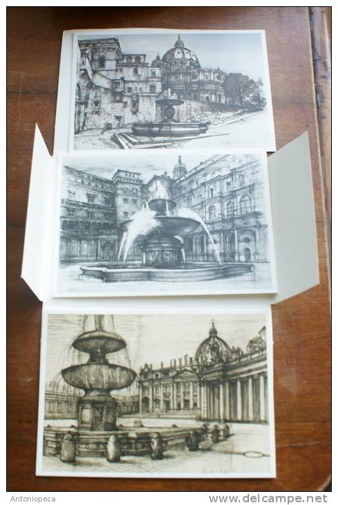 VATICANO 1976 OFFICIAL POSTCARDS ARCHITECTURES AND FOUNTAINS MNH** - Postal Stationeries