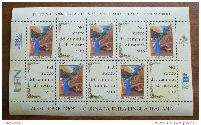 VATICANO 2009 SHEET GIORNATA LINGUA ITALIANA MNH** - Blocs & Feuillets