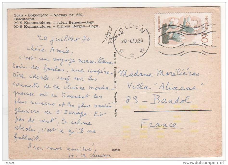 Beau  Timbre " Fleurs " / Carte , Postcard   Du  20 / 07 / 1970  Pour La France - Cartas & Documentos