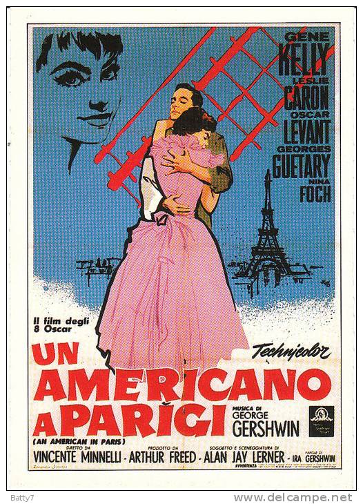 CINEMA CARTONCINO PUBBLICITARIO FILM - UN AMERICANO A PARIGI 1951DESCRIZ. SUL RETRO - Publicité Cinématographique