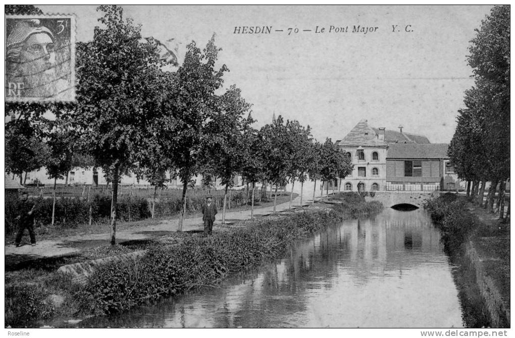 62  HESDIN    PAS DE CALAIS  - PONT  MAJOR  -   CPA   N/B  9x14  BE - Hesdin