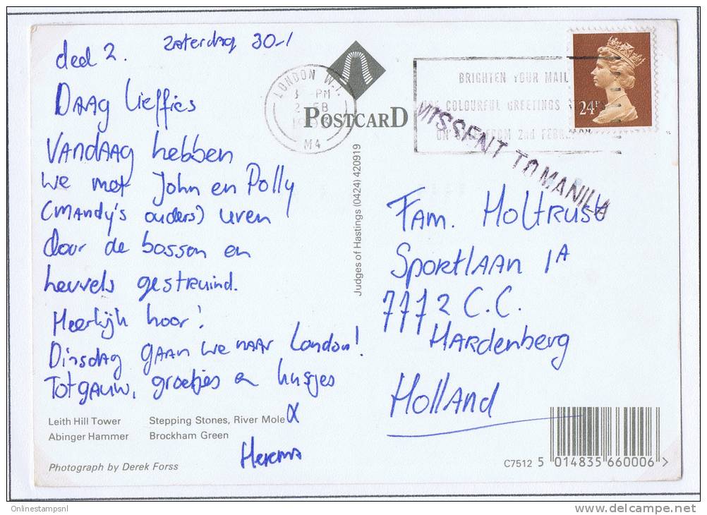 Missend/Mal Dirigé: UK To Hardenberg Holland Send To Manila - Poststempel